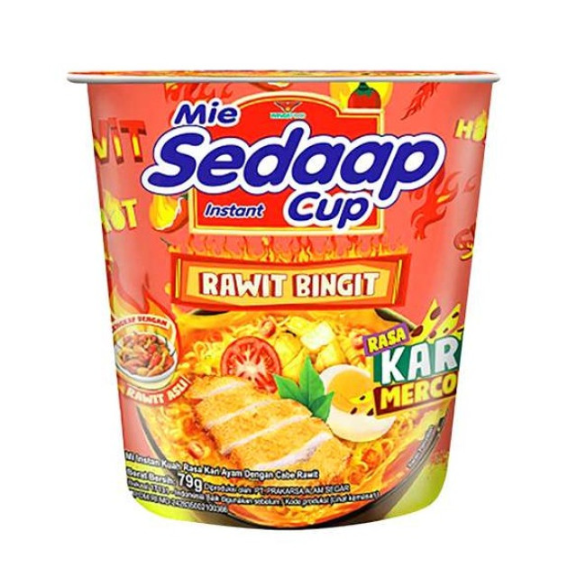 Mie Sedaap 辣味咖哩湯杯麵（79 公克／杯，12 杯／箱）