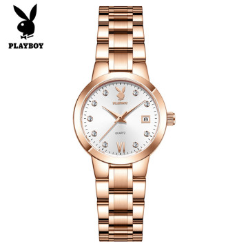 PLAY BOY 復刻浪漫經典女錶(玫瑰金+白)