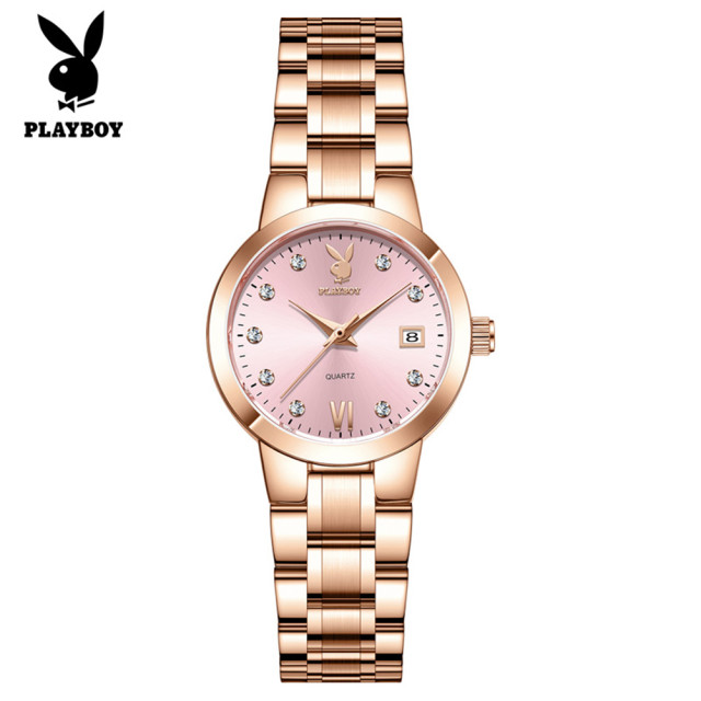PLAY BOY 復刻浪漫經典女錶(玫瑰金+粉)