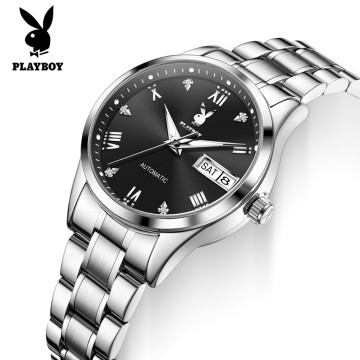 PLAYBOY典雅貴族女爵手錶禮盒套組(銀黑)