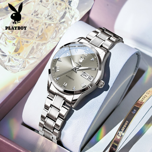 PLAYBOY典雅貴族女爵手錶禮盒套組(銀灰)