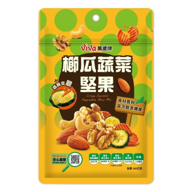 VIVA萬歲牌櫛瓜蔬菜堅果香脆組80G/包*6包*2箱(共12包)